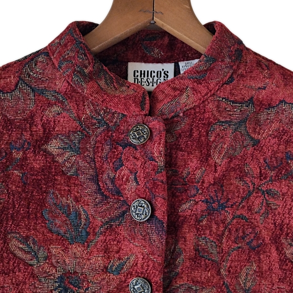 Vintage 90's Tapestry Coat Chicos Boho Indie Size 2 - Picture 4 of 13